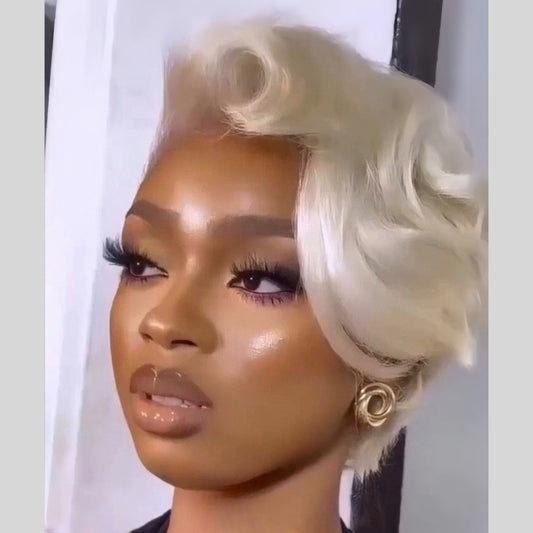 613 Boss Lady Short Curly Layered Pixie Cuts Lace Wig