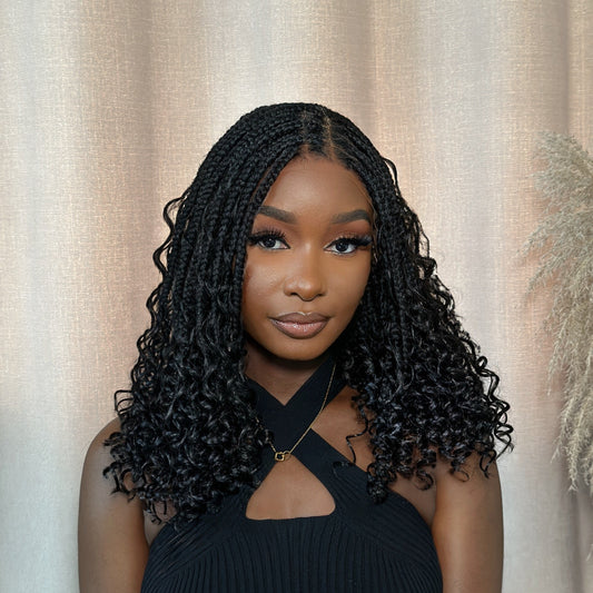 Full Lace Knotless Bohemian Braided Curls Invisi Drawstring Wig