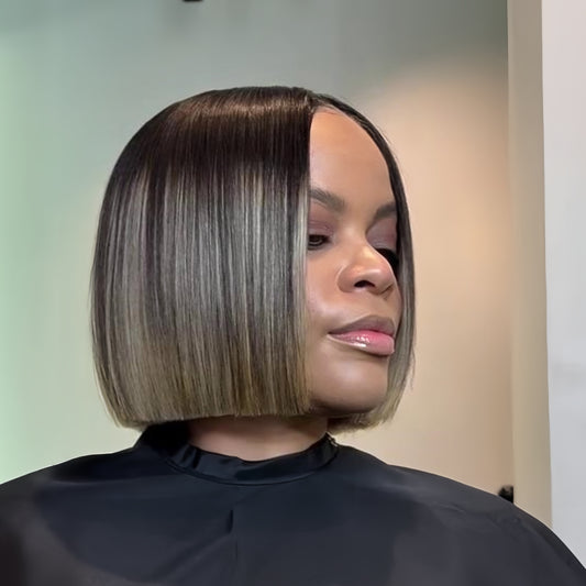 Chic Ombre Short Straight Human Hair Bob 5×5 Lace Closure Wig