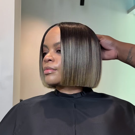 Chic Ombre Short Straight Human Hair Bob 5×5 Lace Closure Wig