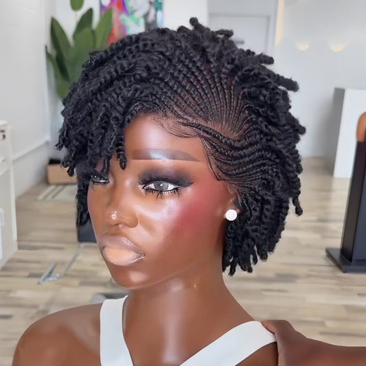 Full Lace Twist-out Afro Kinky Cornrow Invisi Drawstring Glueless Wig