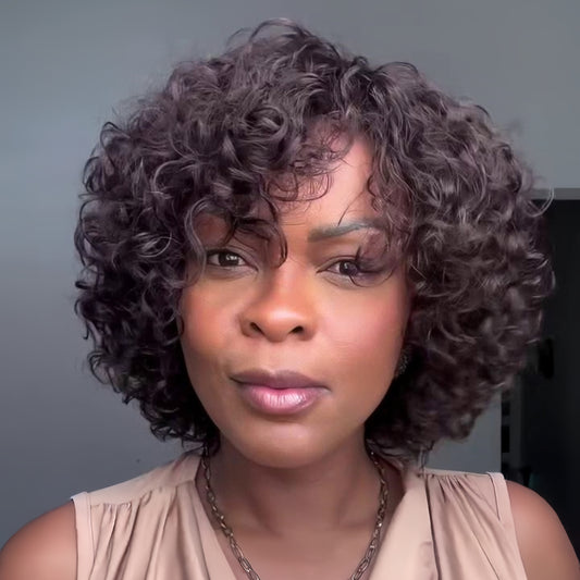 Voluminous Short Cut Curly Bob Wig 100% Human Hair