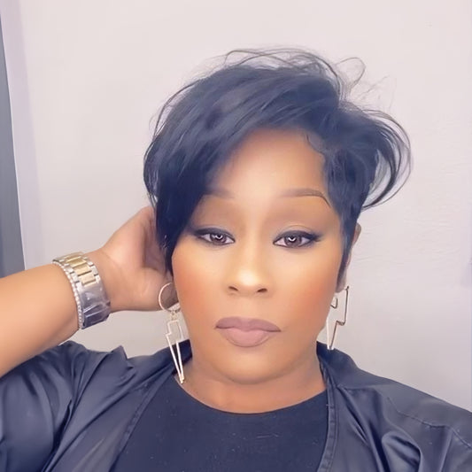 Asymmetrical Layered Pixie 13×4 Lace Frontal Wig With Long Side Bangs