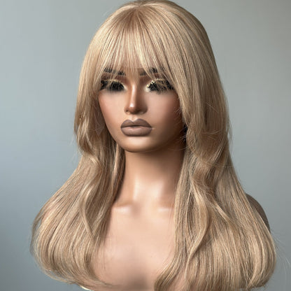Ash Honey Blonde Layered Cut 13x4 Lace Front Wig With Bangs
