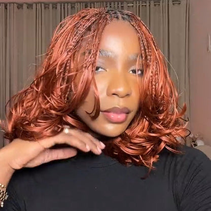 Ginger Boho Curls Knotless Braided Invisi Drawstring Synthetic Short bob Wig