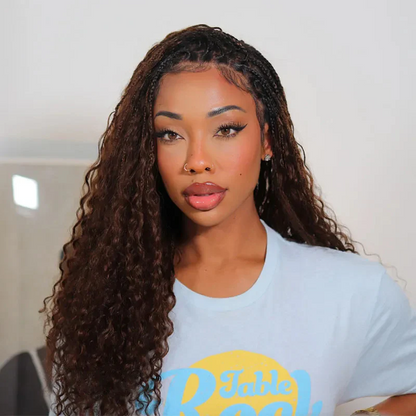 Flexi-fit Full Lace Ombre Brown Knotless Bohemian Braided Curls Invisi Drawstring Wig