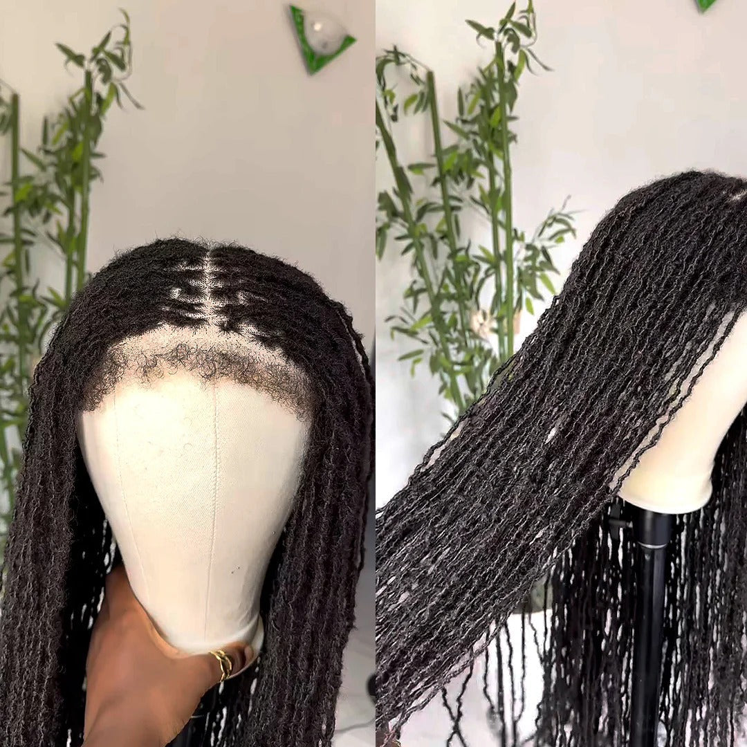Full Lace Long Twisted Sisterlocs Braids Bohemian Invisi Drawstring Wig
