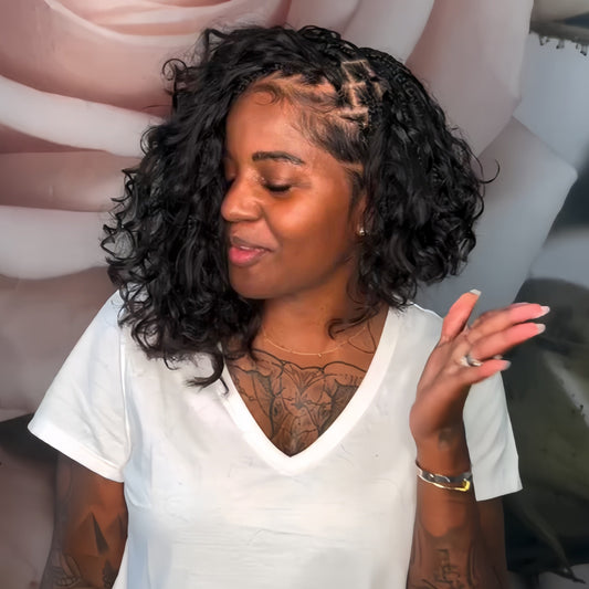 Full Lace Asymmetrical Knotless Boho Curls Invisi Drawstring Synthetic Wig
