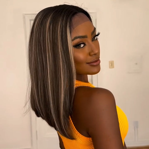 Blonde Highlight With Dark roots Lace Frontal Wig