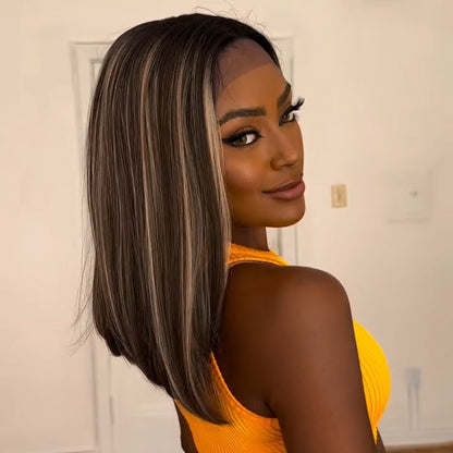 Blonde Highlight With Dark roots Lace Frontal Wig