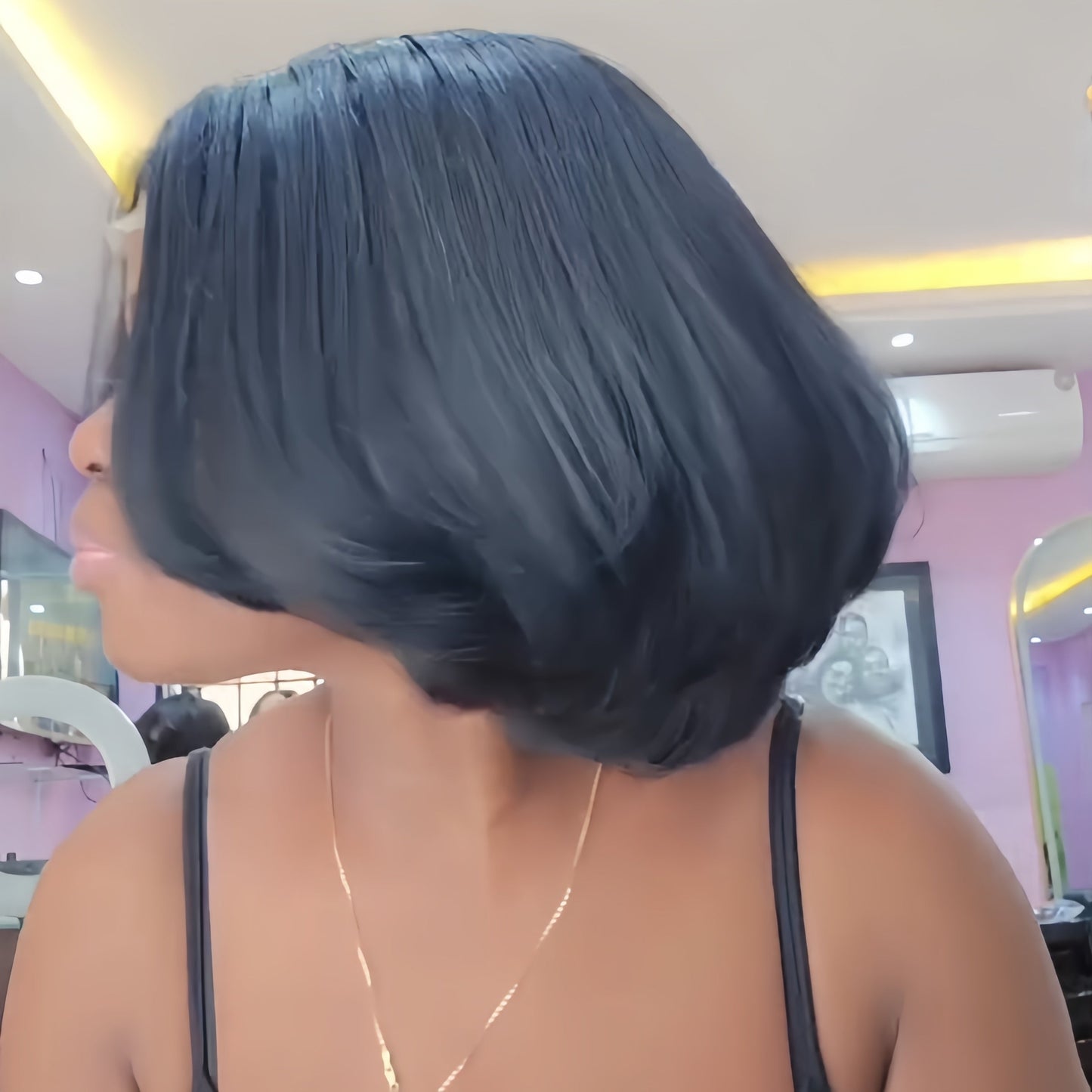 Natural Realistic Layered Cut Bob Lace Closure Wig