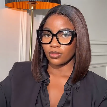 Ombre Dark Brown Natural silky Straight Bob 5x5 Lace Wig