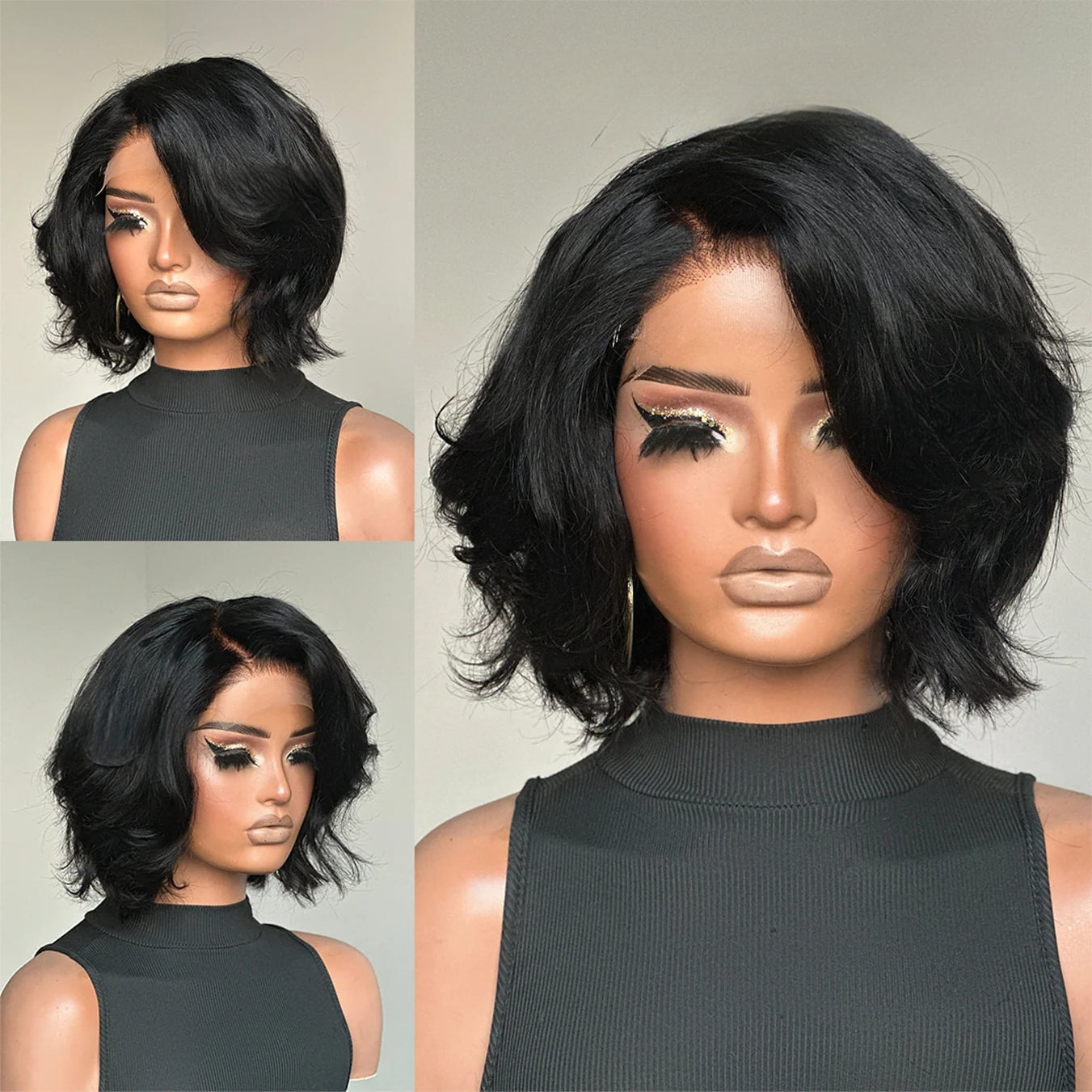 Natural Parted Slightly Curly Bob 5×5 Lace Closure Wig