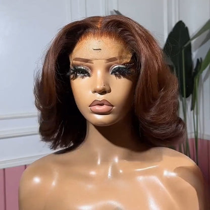 Dark Brown Layered Cut Bob 5x5 Lace Closure Wig
