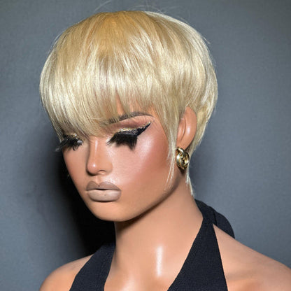 Zora Neal Natural Realistic Glueless Pixie Cut Wig with Bangs