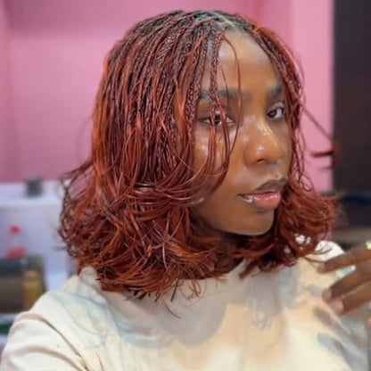 Ginger Boho Curls Knotless Braided Invisi Drawstring Synthetic Short bob Wig