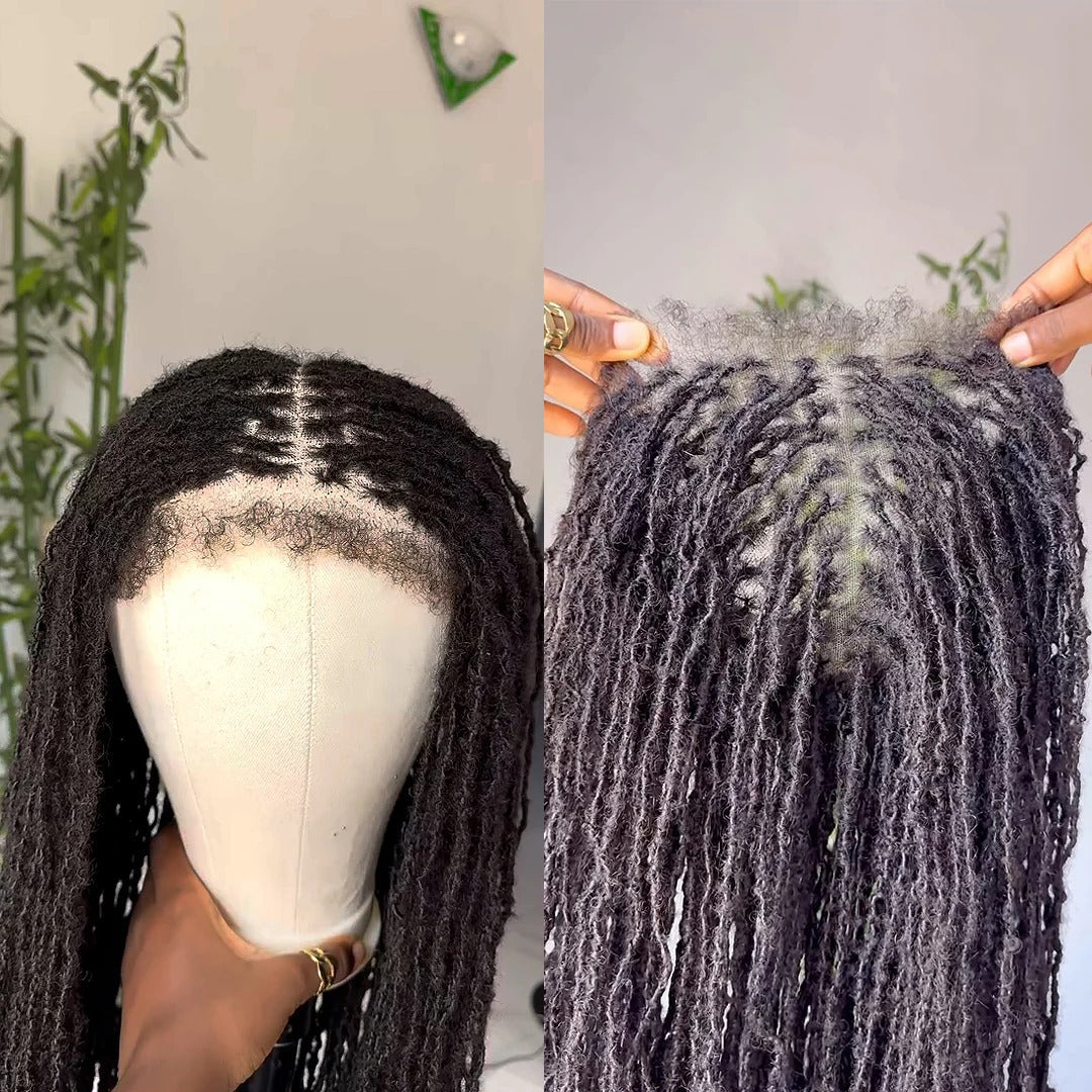 Full Lace Long Twisted Sisterlocs Braids Bohemian Invisi Drawstring Wig