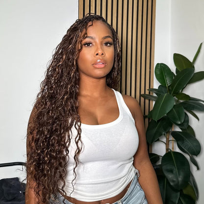 Flexi-fit Full Lace Ombre Brown Knotless Bohemian Braided Curls Invisi Drawstring Wig
