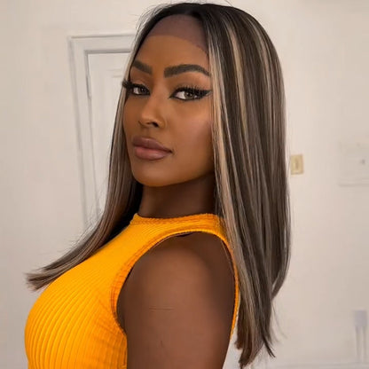 Blonde Highlight With Dark roots Lace Frontal Wig