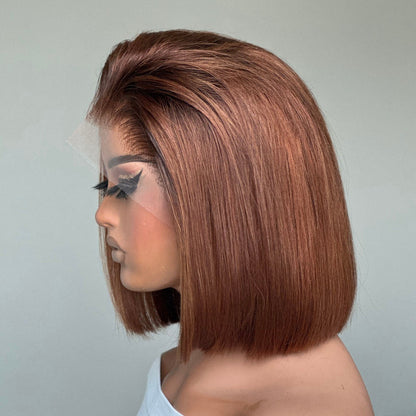 Brown Free Parting Silky Straight Bob 13x4 Lace Frontal Wig