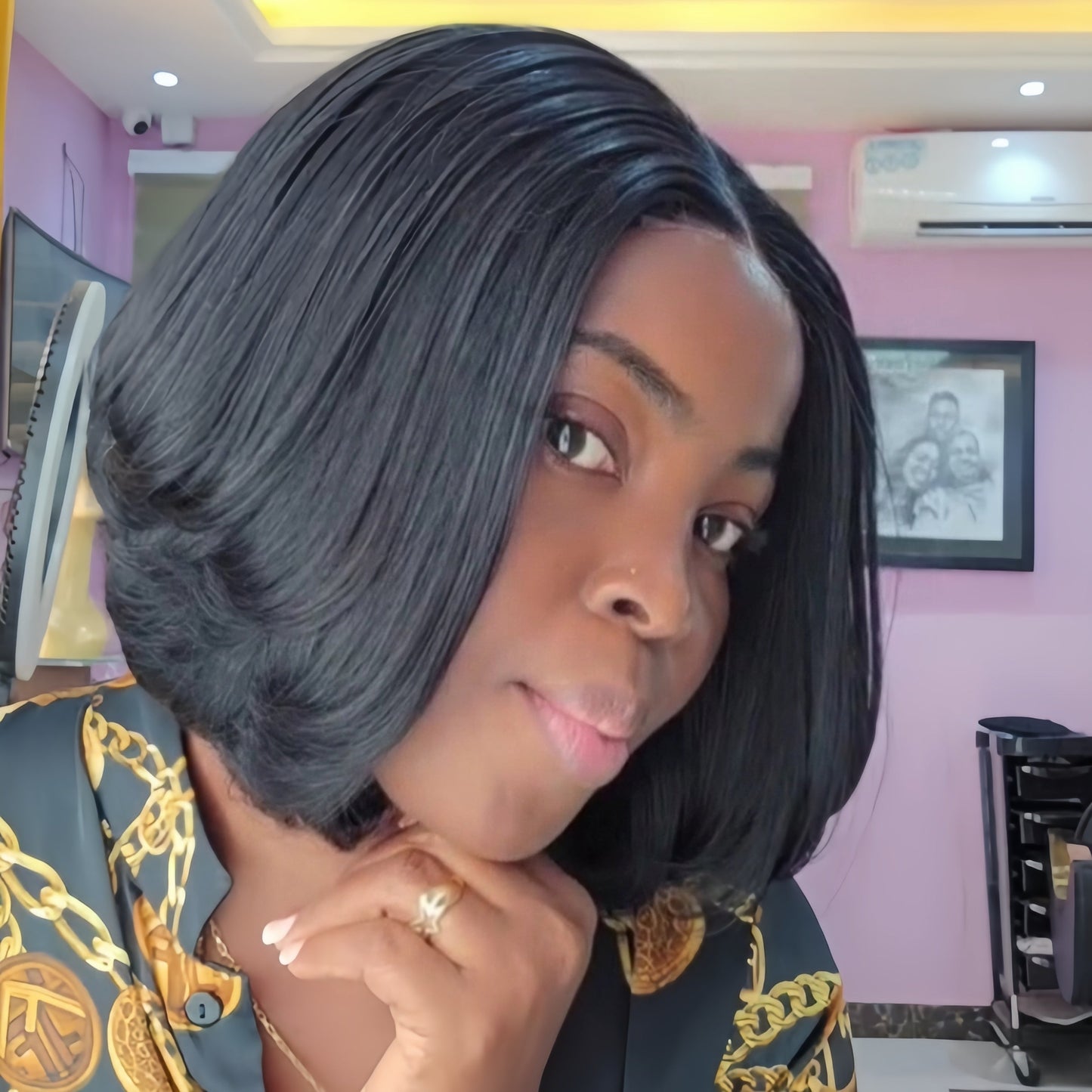 Natural Realistic Layered Cut Bob Lace Closure Wig