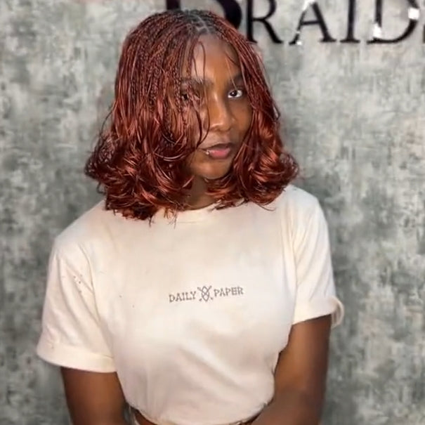 Ginger Boho Curls Knotless Braided Invisi Drawstring Synthetic Short bob Wig