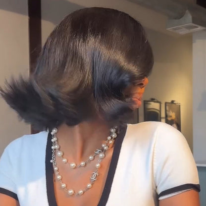 Natural Realistic Wave Side Parted Bangs Lace Frontal Wig