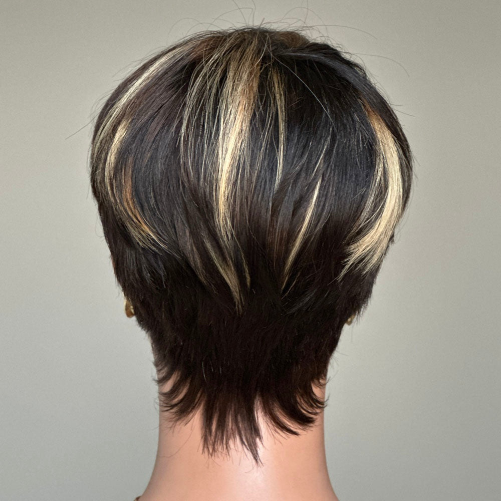 Put On & Go Blonde Highlights Layered Pixie Cut Wig With Bangs