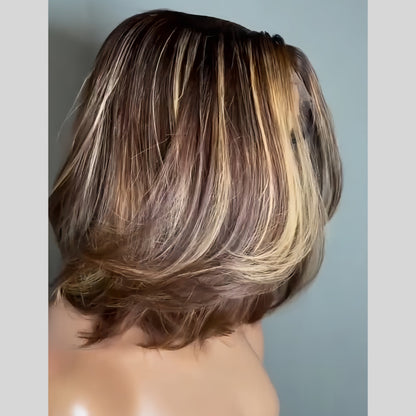 P4/27 Highlight Layered Cut Bob 5x5 Lace Closure Wig