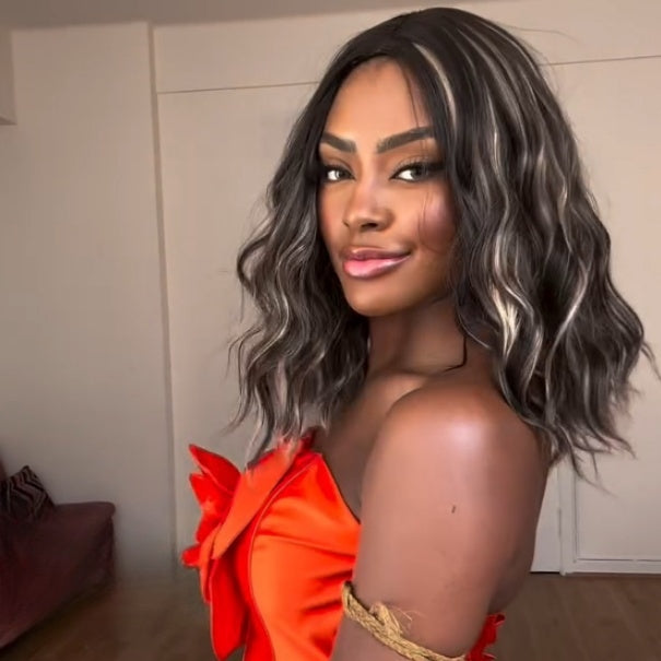 Sassy Vibe Dark With Blonde Highlight Curly Lace Wig