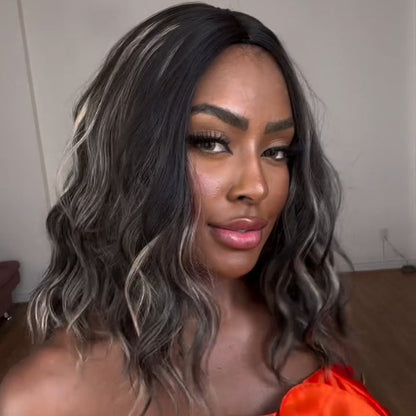 Sassy Vibe Dark With Blonde Highlight Curly Lace Wig