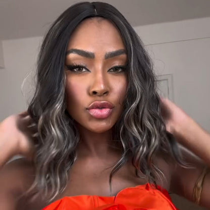 Sassy Vibe Dark With Blonde Highlight Curly Lace Wig