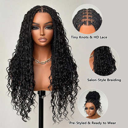 Flexi-fit Full Lace Ombre Brown Knotless Bohemian Braided Curls Invisi Drawstring Wig
