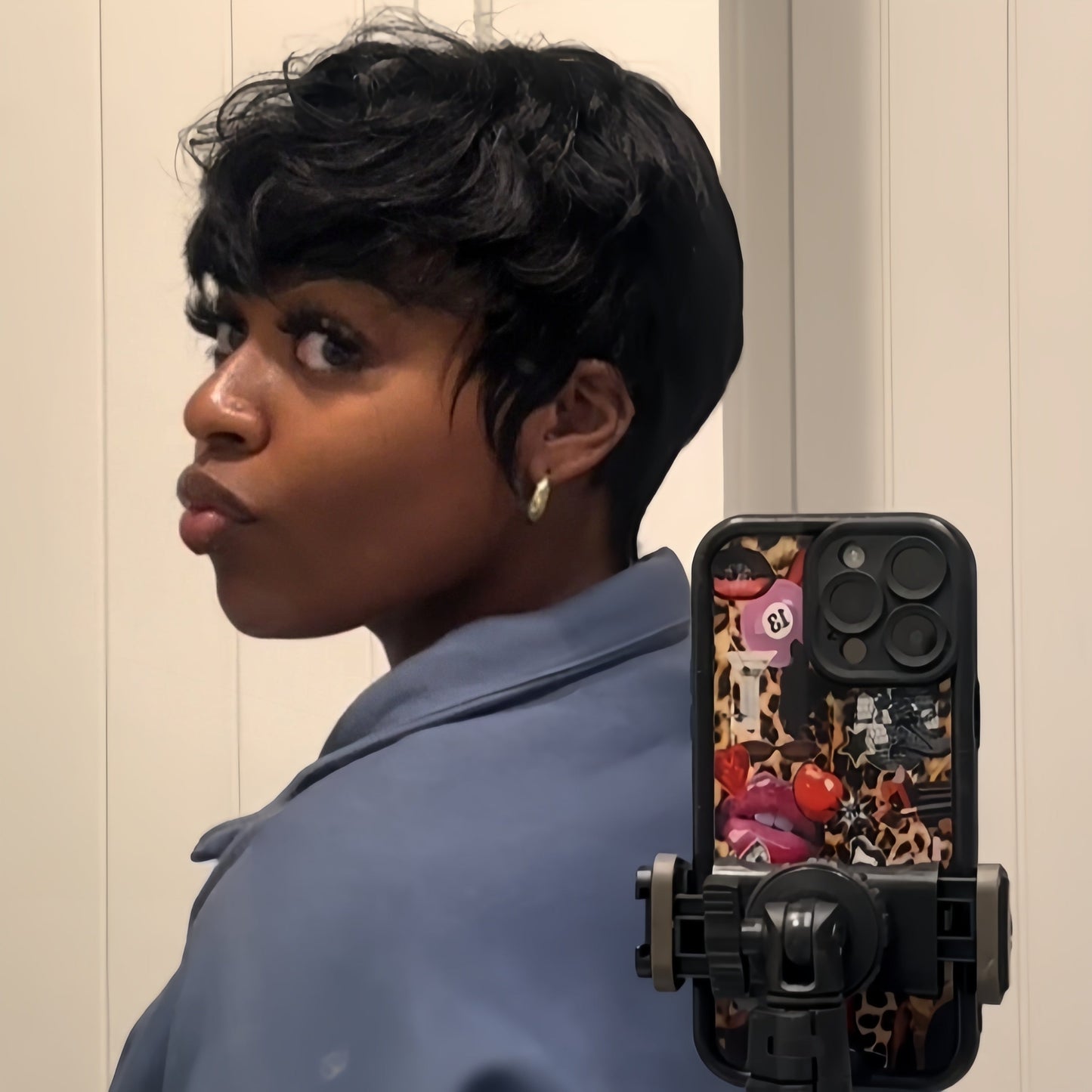 Short Pixie Cut Curly Glueless Human Hair Wig With Bangs