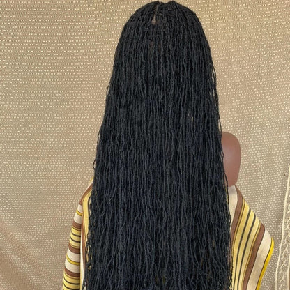 Full Lace Long Twisted Sisterlocs Braids Bohemian Invisi Drawstring Wig