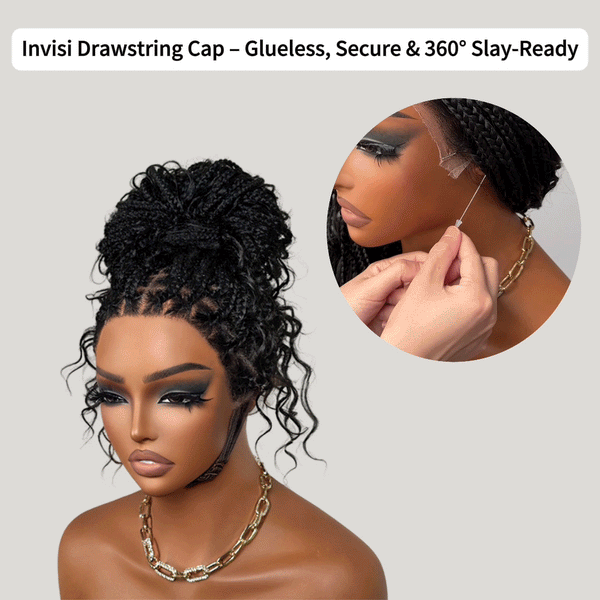 Flexi-fit Full Lace Blonde Highlight Knotless Bohemian Braided Curls Invisi Drawstring Wig