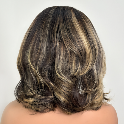 Blonde Highlight Layered Cut 5x5 Lace Closure Bob Wig