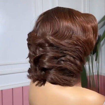 Dark Brown Layered Cut Bob 5x5 Lace Closure Wig