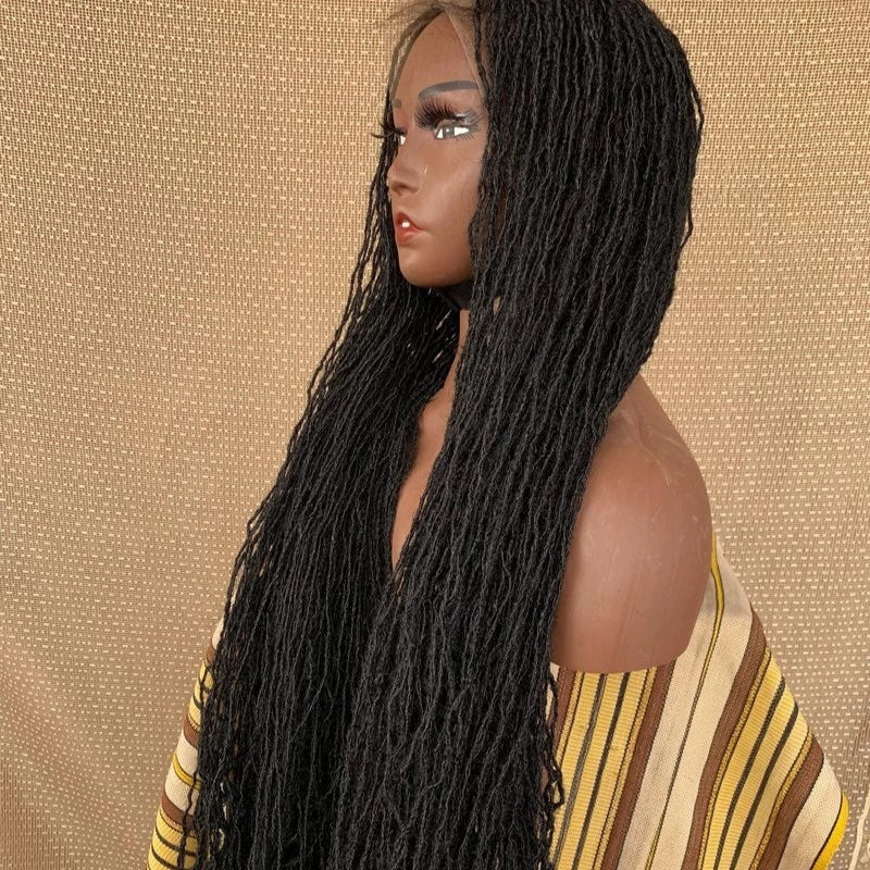 Full Lace Long Twisted Sisterlocs Braids Bohemian Invisi Drawstring Wig