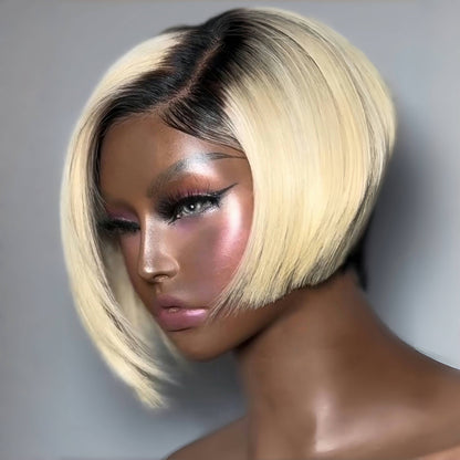 613 Blonde With Dark Roots Side Parted Lace Frontal Wig