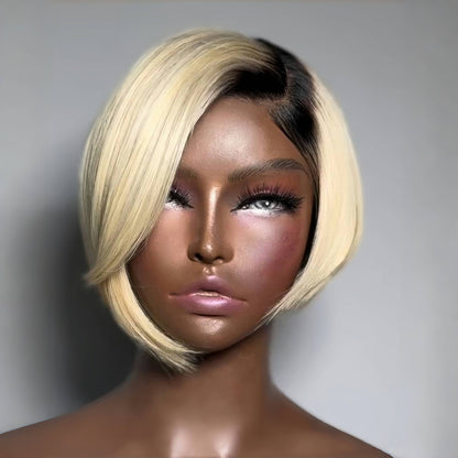 613 Blonde With Dark Roots Side Parted Lace Frontal Wig