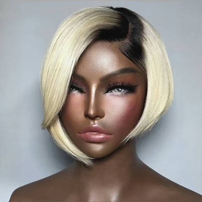 613 Blonde With Dark Roots Side Parted Lace Frontal Wig
