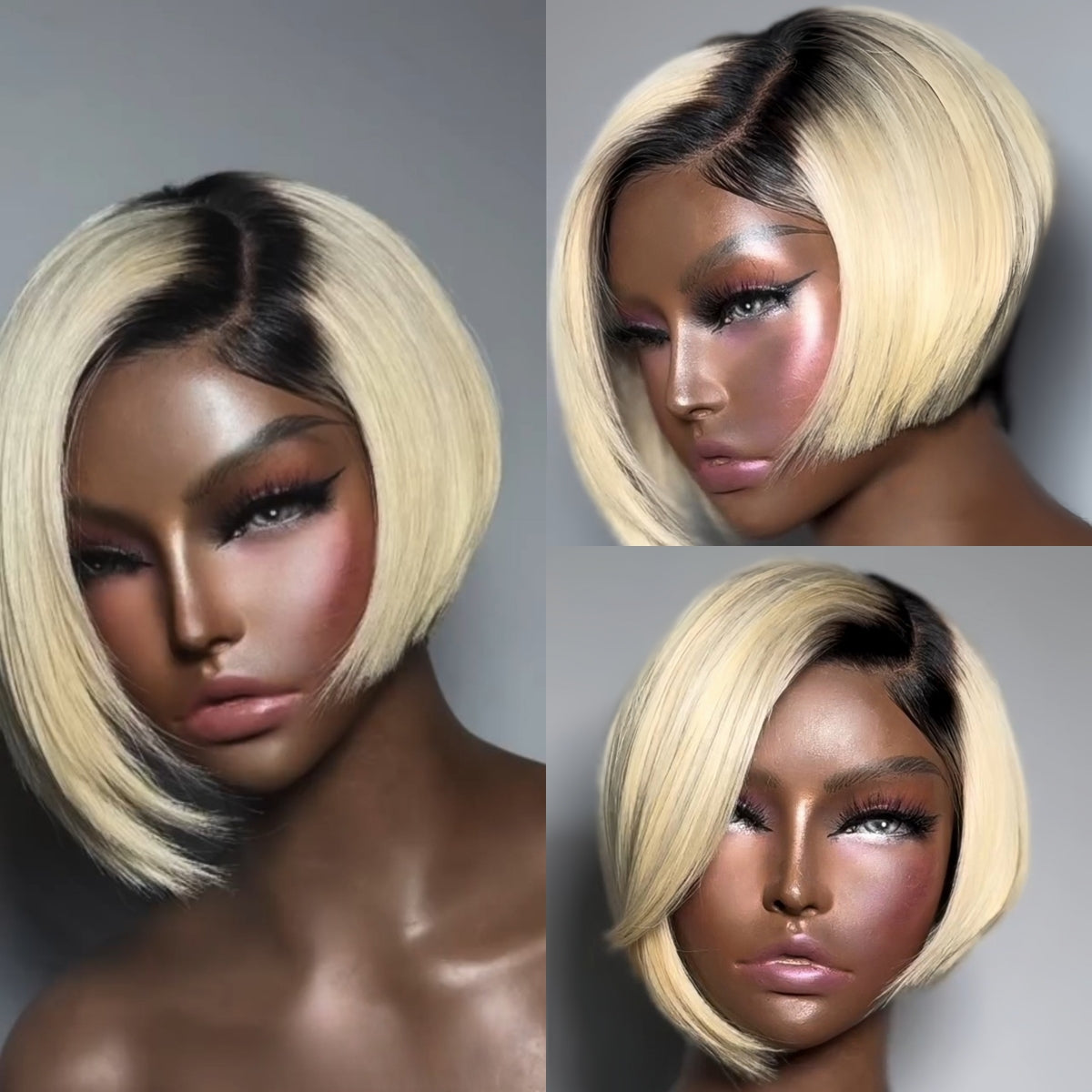 613 Blonde With Dark Roots Side Parted Lace Frontal Wig