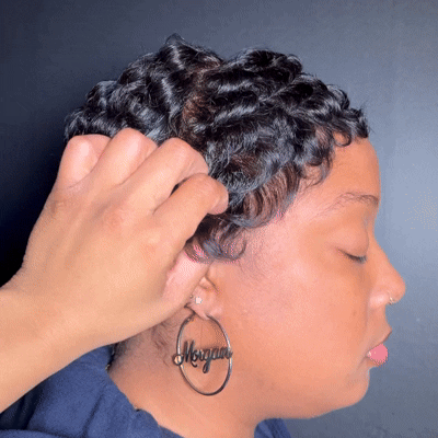 Glueless Full Lace Finger Wave Short Pixie Cut Wig
