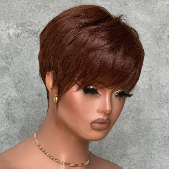 Zora Neal Natural Realistic Glueless Pixie Cut Wig with Bangs