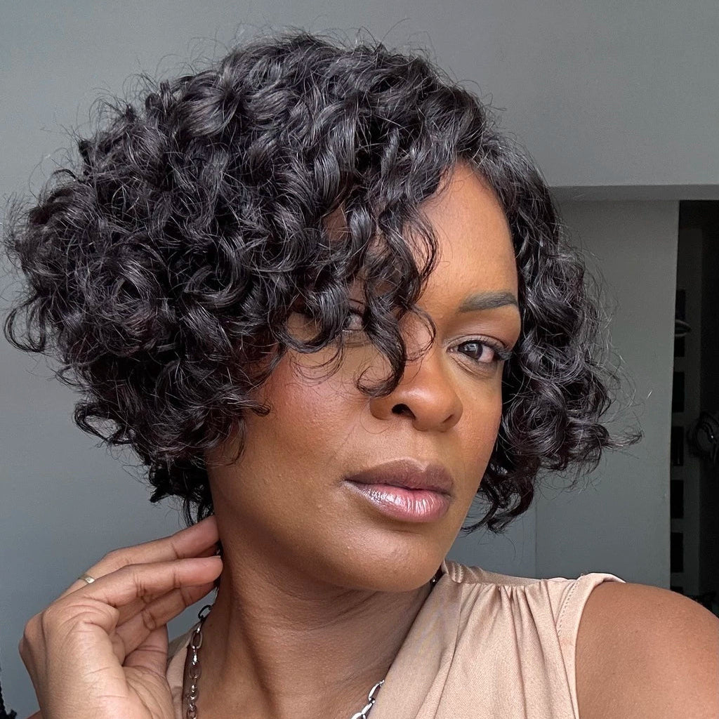 Voluminous Short Cut Curly Bob Wig 100% Human Hair