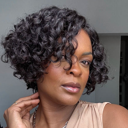 Voluminous Short Cut Curly Bob Wig 100% Human Hair