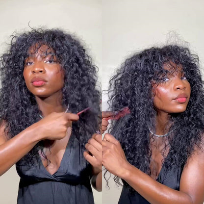 Put on & Go Loose Curly Bob Glueless Wig With Bangs