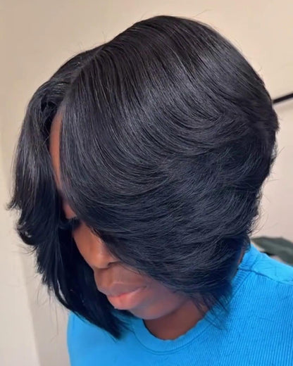 Middle Part Layered Short Cut 5×5 Lace Closure Wig