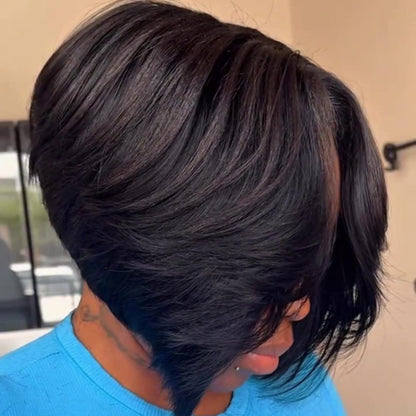 Middle Part Layered Short Cut 5×5 Lace Closure Wig